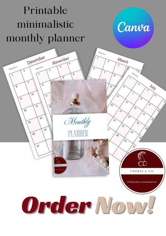 Minimalistic monthly planner