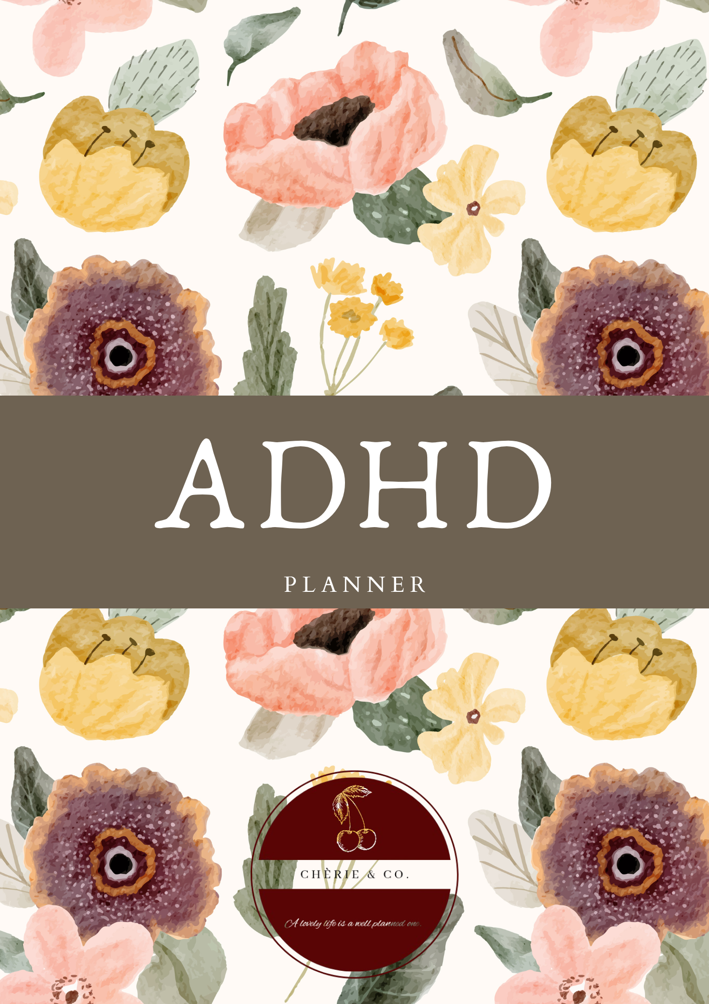 Floral themed adhd planner