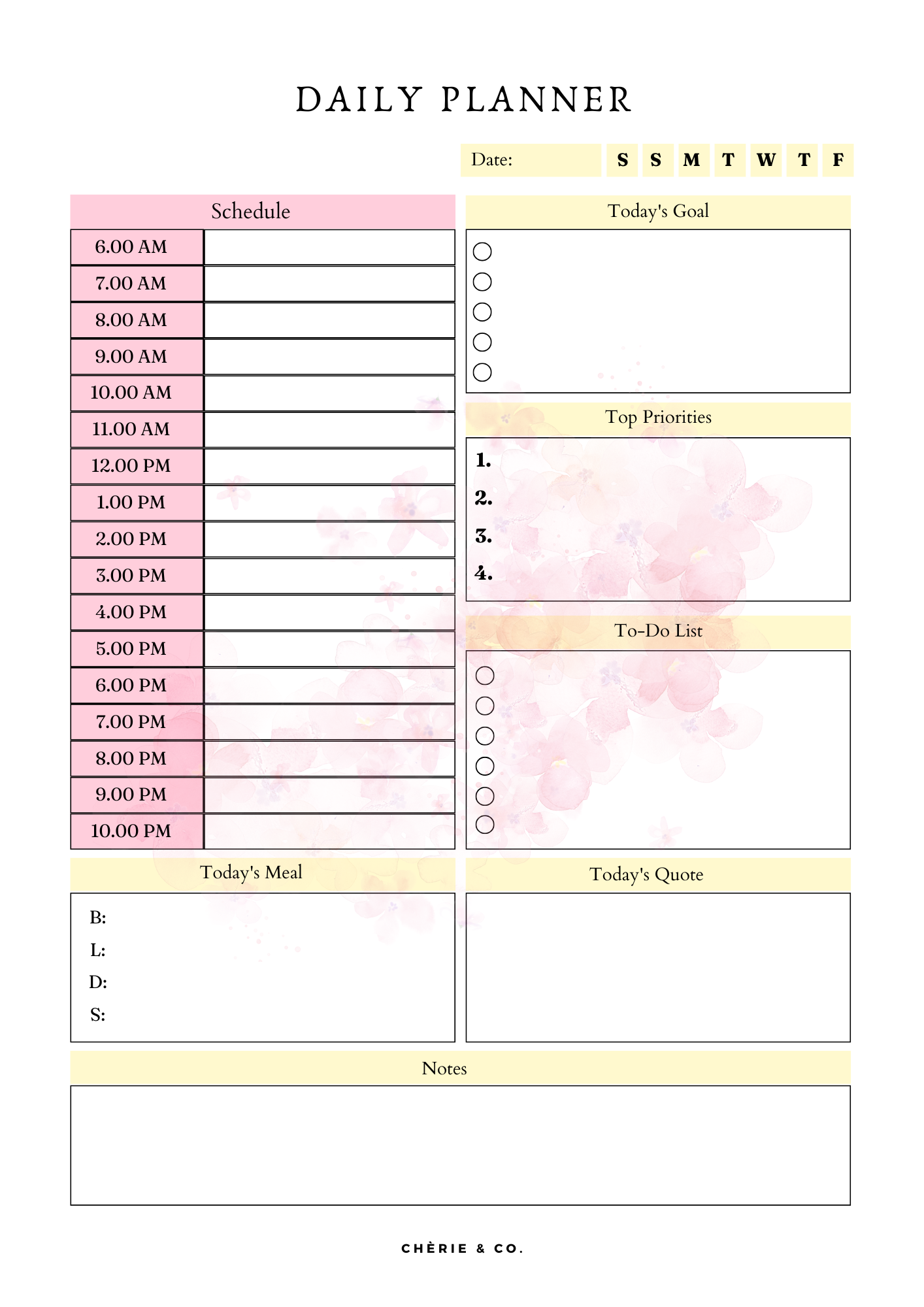 Floral themed adhd planner